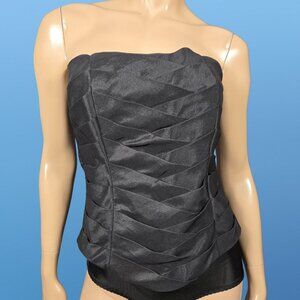 Y2K Le Chateau Black Bustier Top Size M Stretch Gothic Strapless Going Out Top